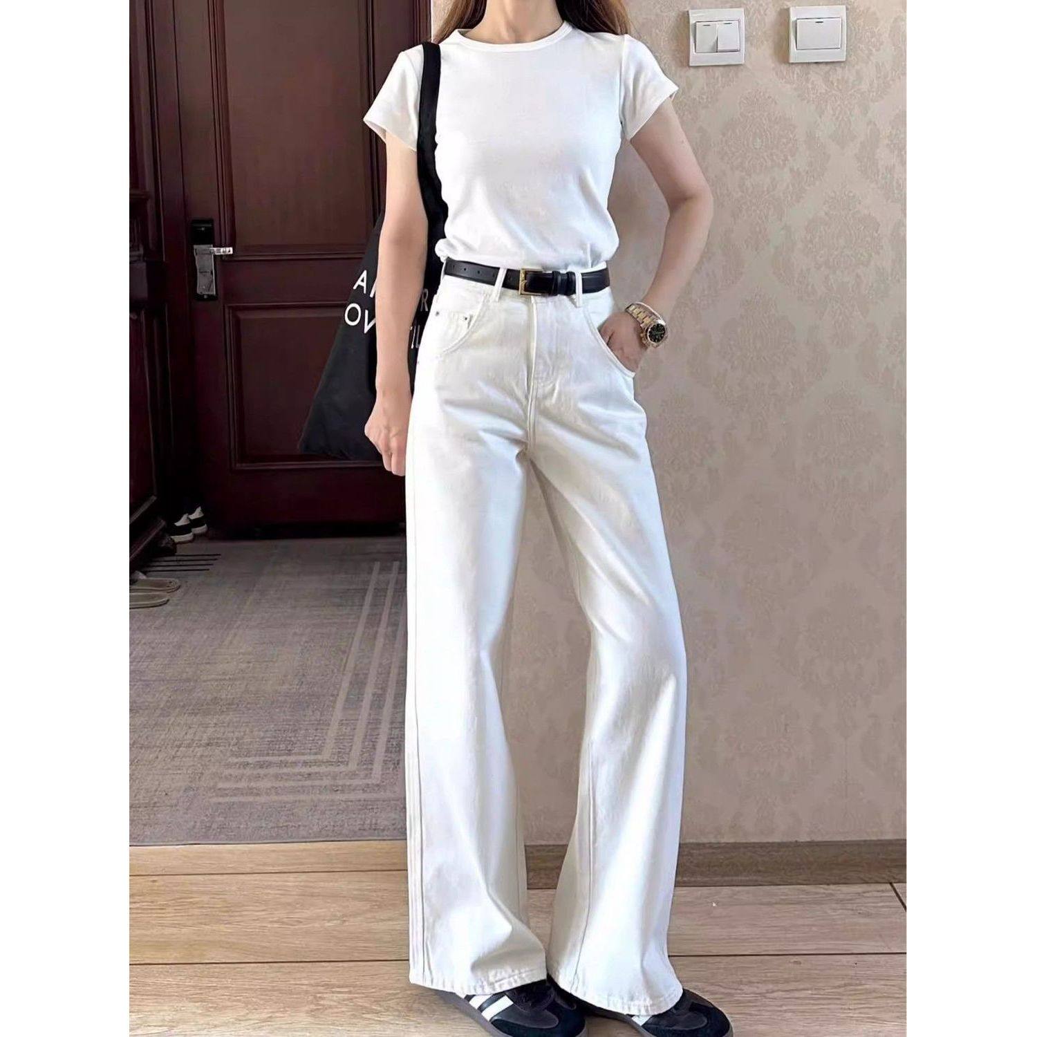 白色牛仔裤女春夏季薄款新款高腰宽松韩版百搭梨形显瘦直筒窄版裤,女装/女士精品,牛仔裤,淘宝优惠券,粉丝福利购,淘宝优惠卷