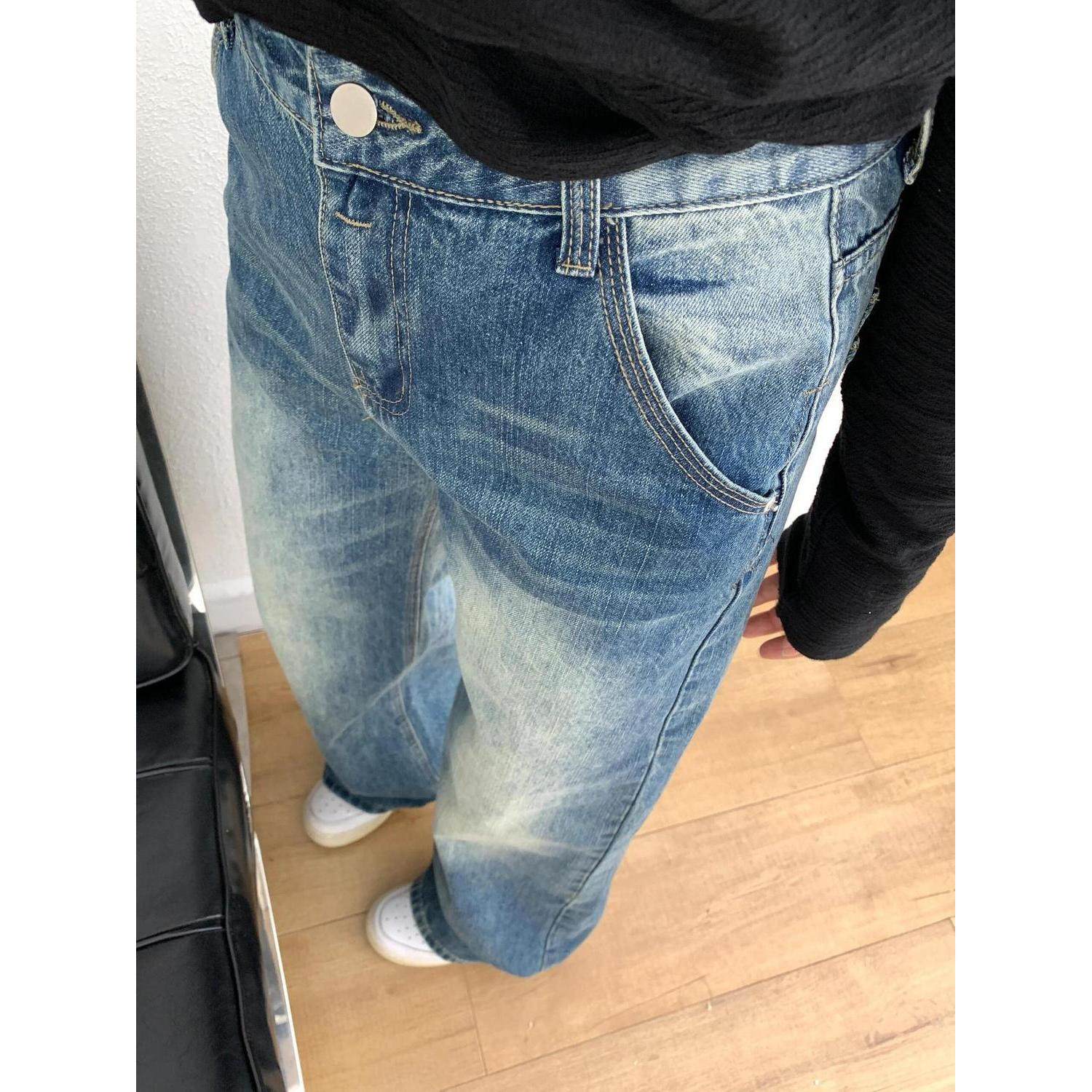 美式复古牛仔裤女春秋2026宽松高腰新款辣妹宽松显瘦窄版直筒裤子,女装/女士精品,牛仔裤,淘宝优惠券,粉丝福利购,淘宝优惠卷