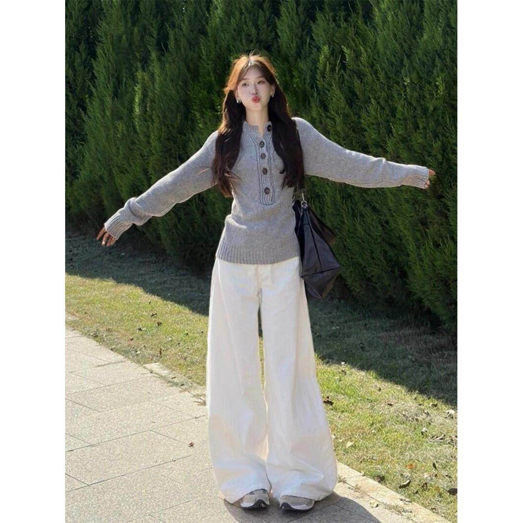 美式白色高腰显瘦阔腿牛仔裤女春夏新款水洗宽松垂感直筒拖地裤子,女装/女士精品,牛仔裤,淘宝优惠券,粉丝福利购,淘宝优惠卷