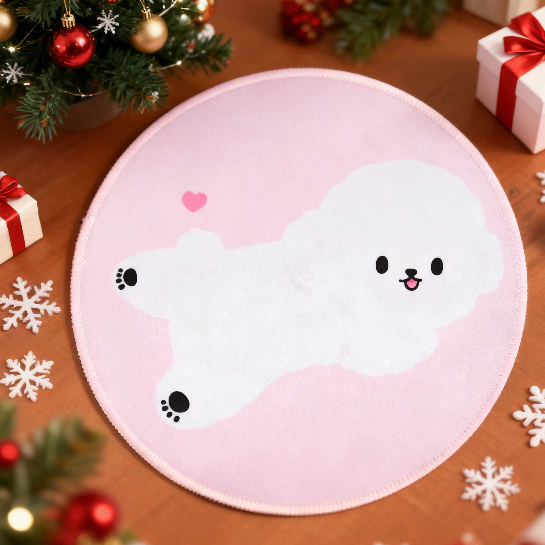 胖丁啵啵原创趴着的比熊犬鼠标垫