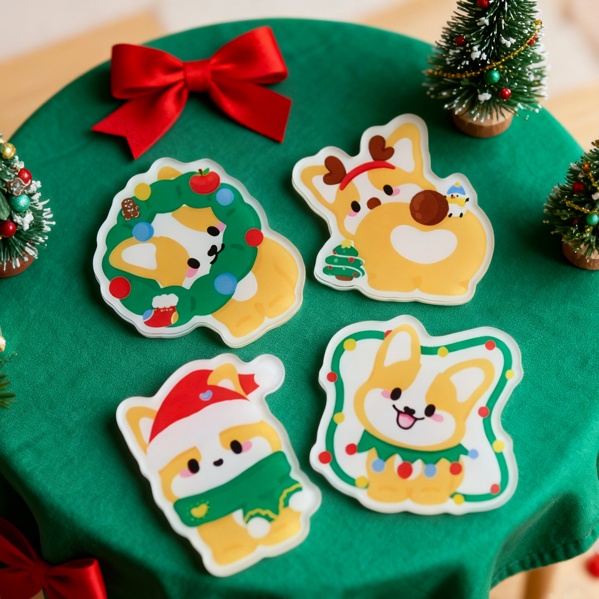 胖丁啵啵柯基犬圣诞节日冰箱贴