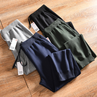 松紧腰棉质毛圈修身 简约纯色美式 男式 直筒裤 长裤 男士 休裤 休闲裤