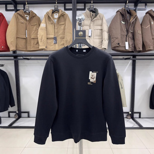 【H家】专柜余单！男士黑色圆领印花卫衣长袖休闲百搭立体绣1W008