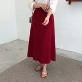 2025春夏西装 半身裙长裙女小红裙子 料车厘子红A字高腰伞裙中长款