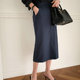 春夏西装 半身裙女包臀裙高腰 面料黑色前开叉直筒宽松一步裙中长款