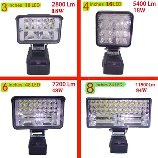 适配Milwaukee米沃奇M18锂电池工作灯LED户外照明应急维修灯USB