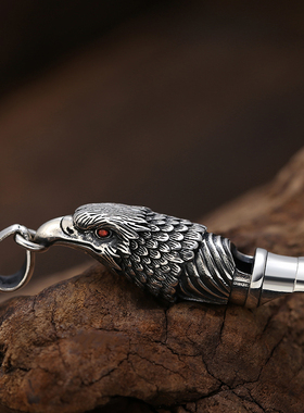 纯银街头做旧可吹响吊坠老鹰口哨