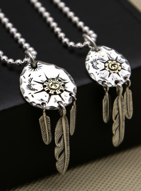 时尚印第安羽毛吊坠韩版泰银