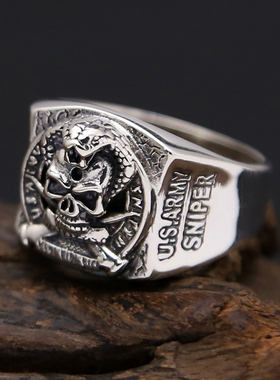 饰品美式风骷髅头男士复古戒指