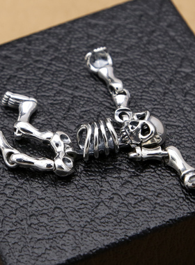 纯银时尚饰品骷髅头吊坠朋克韩版