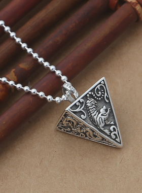 纯银饰品金字塔神兽朱雀玄武吊坠