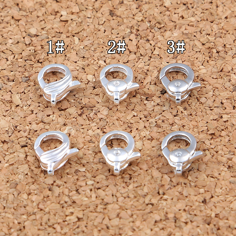 925纯银diy手串配件泰银素银龙虾扣自动弹簧扣项链手链连接扣无环