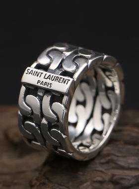 s925纯银饰品双环个性泰银男士