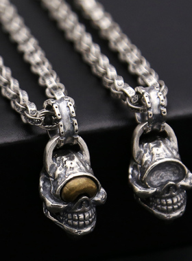 独眼骷髅头机车风男士夸张项链