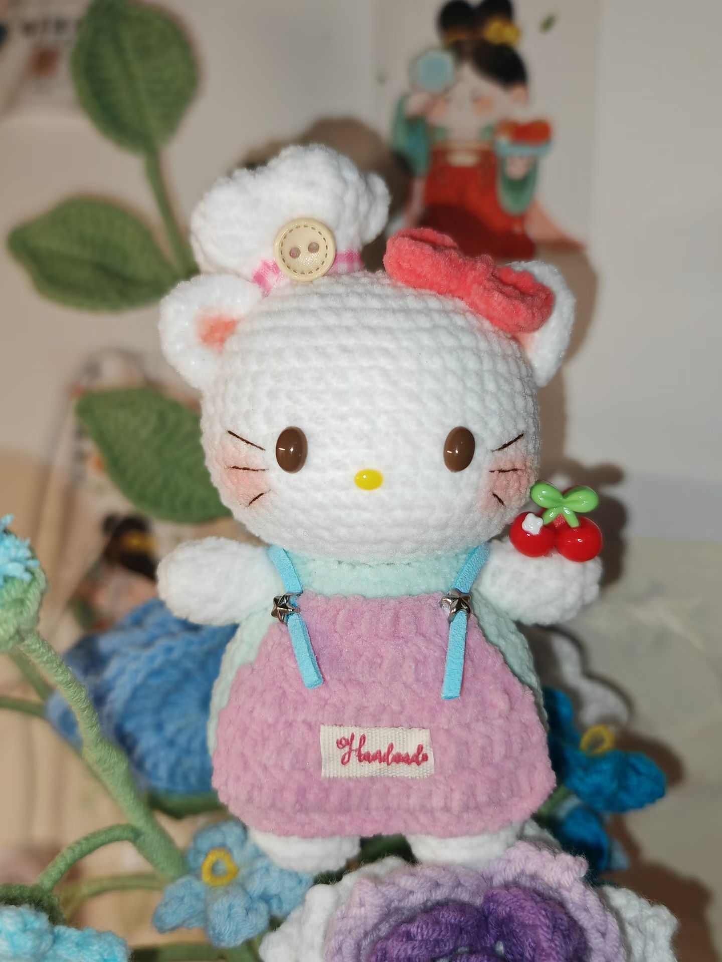 【成品】手工钩织毛线可爱kitty猫玩偶钥匙扣挂件送闺蜜礼物