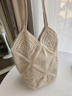 成品 纯手工钩织钩针编织针织手作成品包毛线包郁金香单肩包