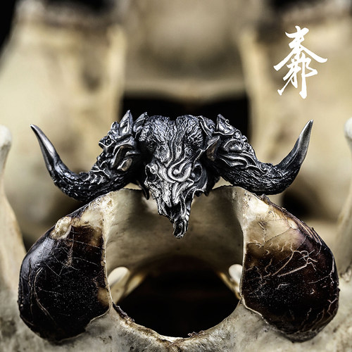 末那西游骸骨纯银戒指原创