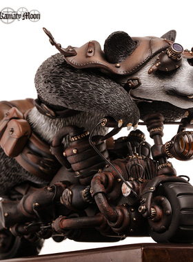 末那末匠丨镰田光司《Steampunk Motorbike Panda》熊猫艺术雕像