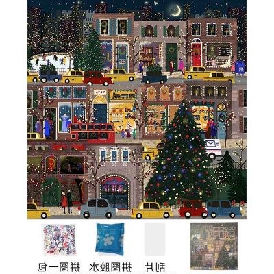 拼图雪景生日礼物片带圣诞反光
