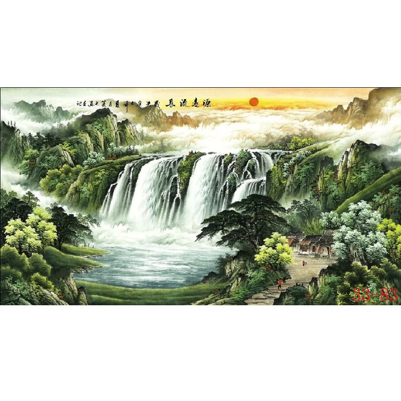 国画山水画聚宝盆招财风水画客厅办公室会议室装饰画宣纸h-83