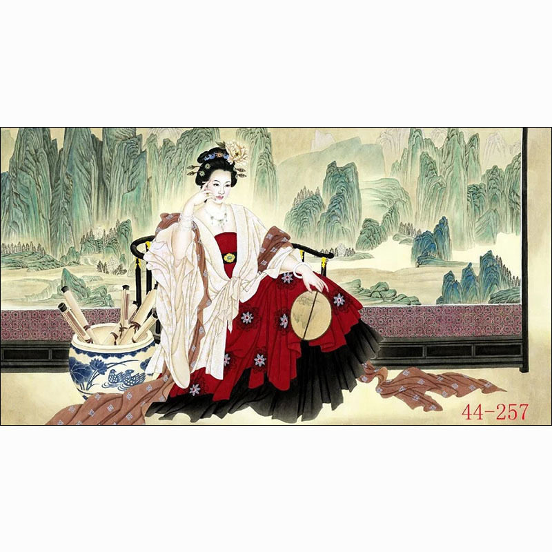 国画人物画高清字画客厅餐厅沙发背景墙墙面贴画挂画美人江山如画