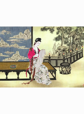 国画人物画绢布字画客厅餐厅沙发背景墙墙面贴画挂画美女闺房刺绣