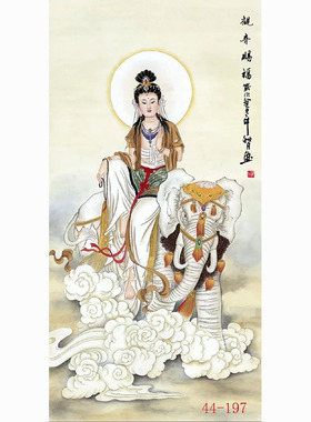 国画人物画高清字画客厅餐厅沙发背景墙装饰画挂画宝象观音赐福图