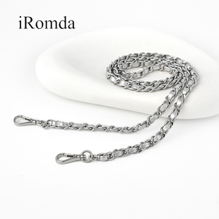 iRomda银色羊皮链条小香风银包链金属穿皮链替换包包肩带单肩斜挎