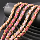 蓝予适用WOC小香钱夹发财包菱格包链条纯铜羊皮包链皮链替换包带