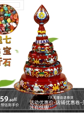藏式景泰蓝曼扎盘纯铜八吉祥修供佛修盘曼茶罗曼达盘黄蓝红色