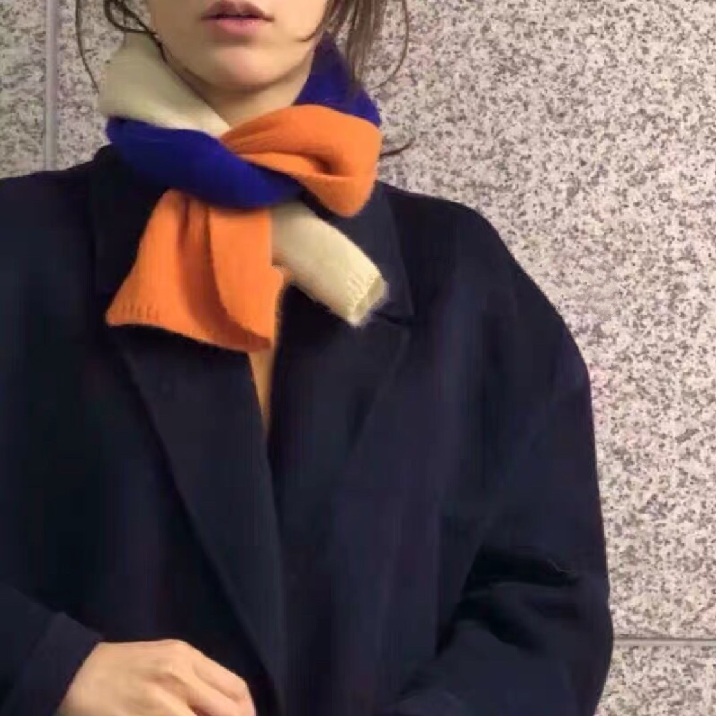 自制 买手店购入！ins 可爱拼色小围巾 韩国复古学生针织毛线围脖,服饰配件/皮带/帽子/围巾,围巾/丝巾/披肩,淘宝优惠券,粉丝福利购,淘宝优惠卷