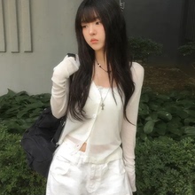 夏日小记 清凉透视薄针织开衫 防晒温柔宽松百搭长袖上衣外搭罩衫
