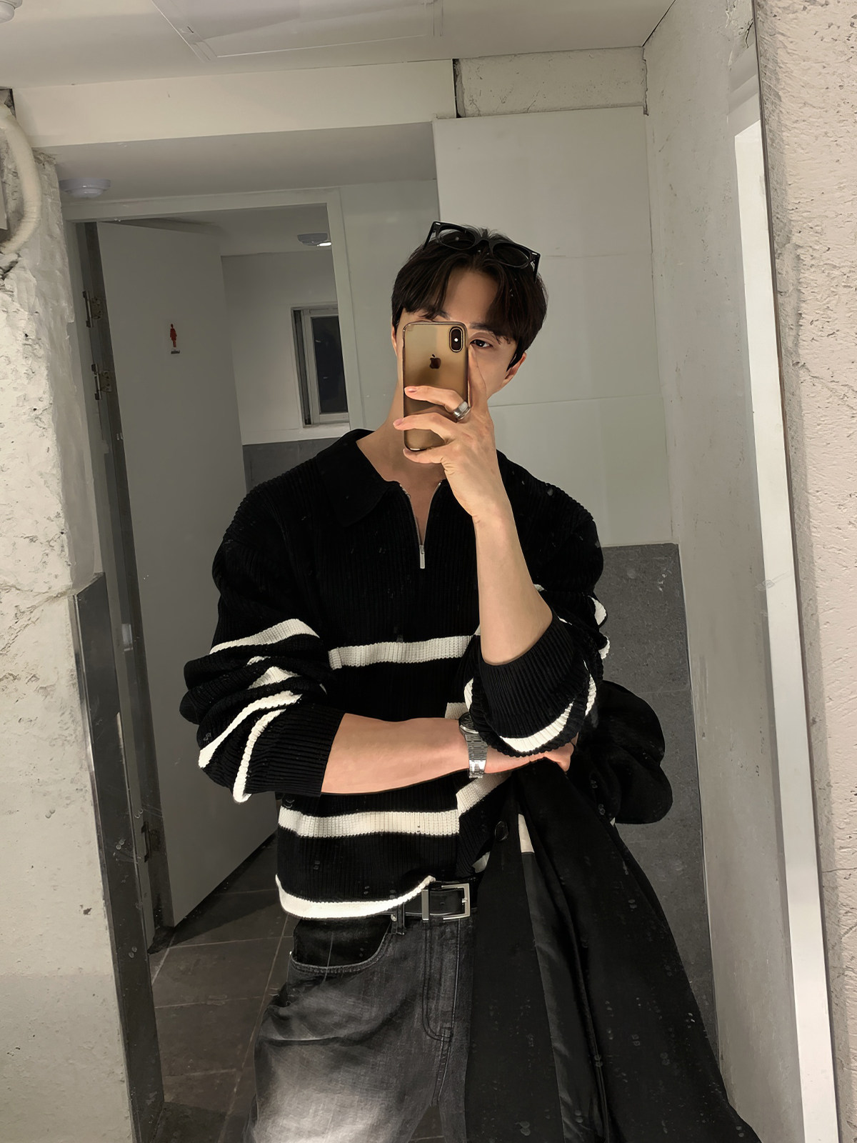 HALF-ZIP CHAIN PATTERN THICKENED SWEATER MENS SPRING AND AUTUMN 2025 NEW TREND VERSATILE WARM LAPEL KNIT JACKET