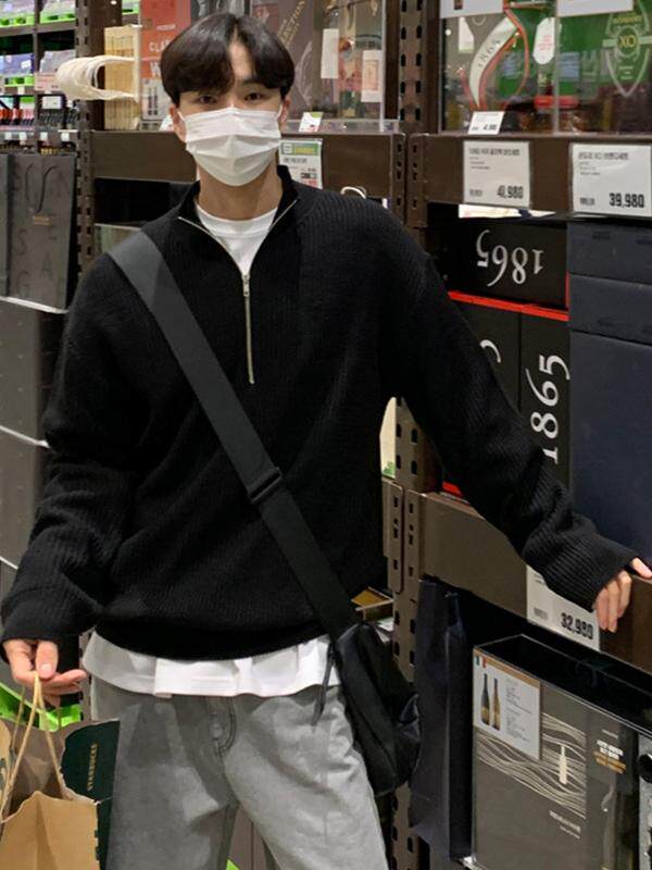 남성용 고급 라펠 스웨터 디자이너 하프 지퍼 스웨터 틈새 패션 커플 다용도 루즈 및 캐주얼