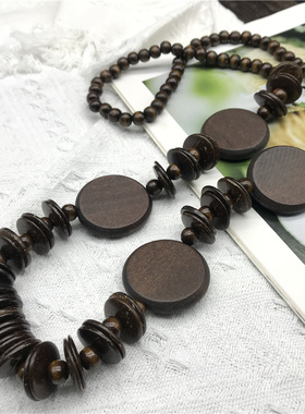 棕色木质防过敏民族风饰品项链