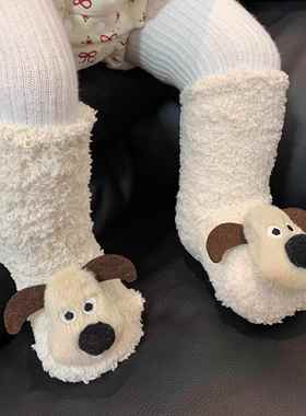 宝宝板袜婴儿保暖地板NOL鞋儿童地前毛绒绒防袜滑室内步鞋冬小月