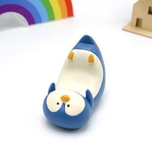 可爱企鹅桌面装饰手机 鲸海鱼树脂懒摆人架支架 卡通KYJ豚手机架