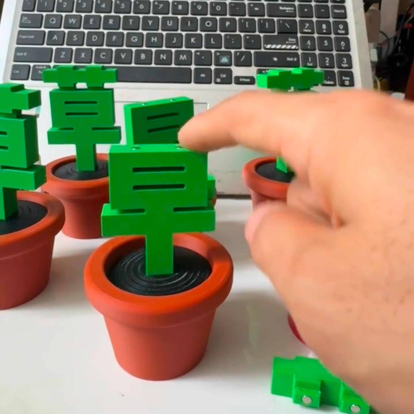 3d打DTL印草摆真件趣味搞怪仿盆栽盆伴手礼解压玩具简约面汽车桌