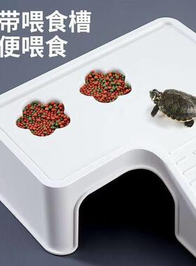 龟缸家用带盖防逃带乌台带爬台生态造JIE晒景高清墅别排水龟缸鱼