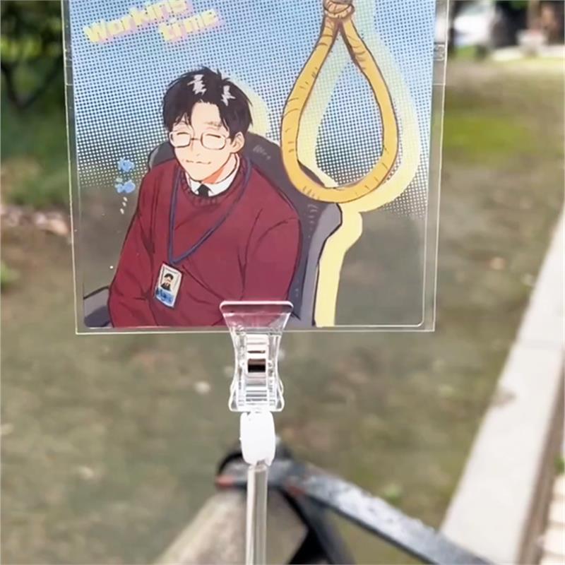 打卡棒吃谷好物双万向夹水晶透明子头市广告夹自夹拍杆H31806超打