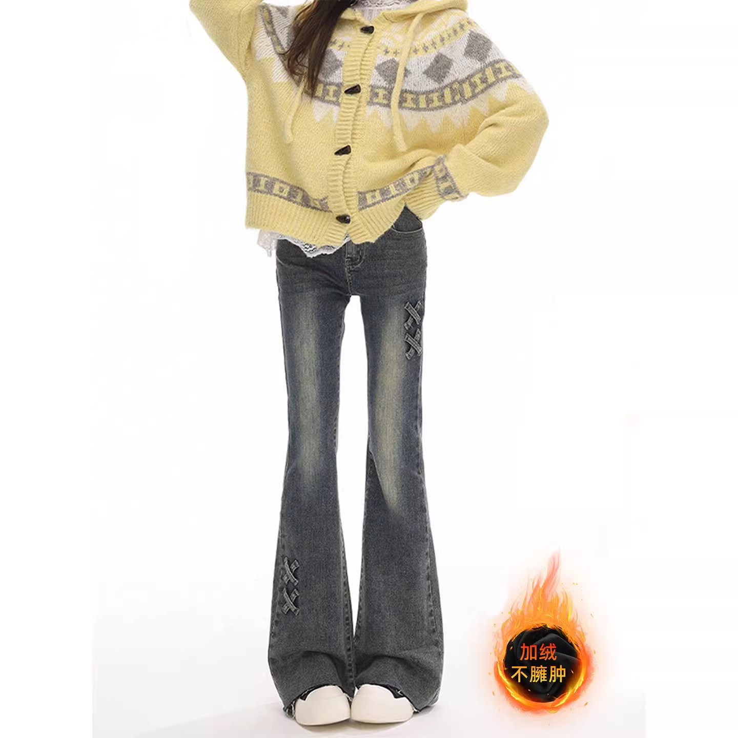 女童加绒裤子冬季新款儿童牛仔喇叭裤冬装初中大童一体绒微喇长裤,童装/婴儿装/亲子装,裤子,淘宝优惠券,粉丝福利购,淘宝优惠卷