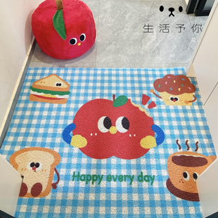 生活予你卡通趣味格子家用入户门地垫进门玄关门垫可裁剪门口脚垫