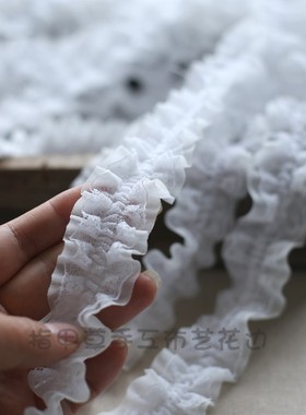 3CM宽雪纺蕾丝花边辅料缩褶布艺小花边diy装饰洛丽塔衣服家居纱边