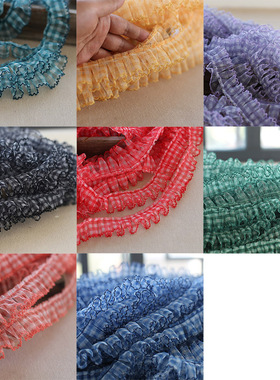 3CM宽网纱小格子花边衣服装饰蕾丝花边diy服装窗帘辅料布艺镶边