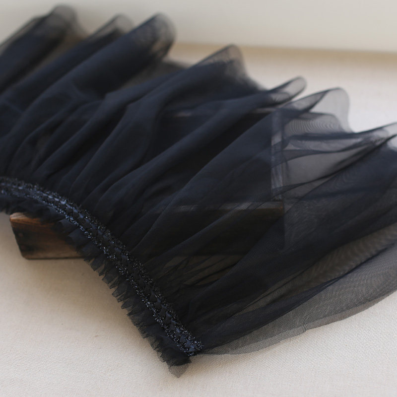 40CM网纱布料花边裙摆黑色双层蓬蓬纱花边缩边布艺衣服裙摆蕾丝,居家布艺,花边,淘宝优惠券,粉丝福利购,淘宝优惠卷