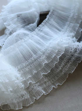 10CM宽饰边压皱小波浪边蕾丝花边洛丽塔公主裙边芭比手工DIY材料