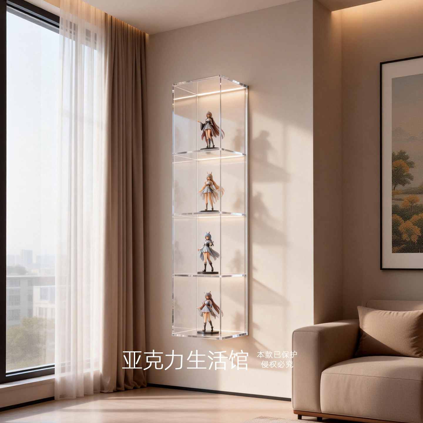 定制手办盲盒模型收纳防尘亚克力透明展示柜展示架转角挂墙落地,商业/办公家具,手办柜/潮玩柜/玩具柜/模型柜,淘宝优惠券,粉丝福利购,淘宝优惠卷