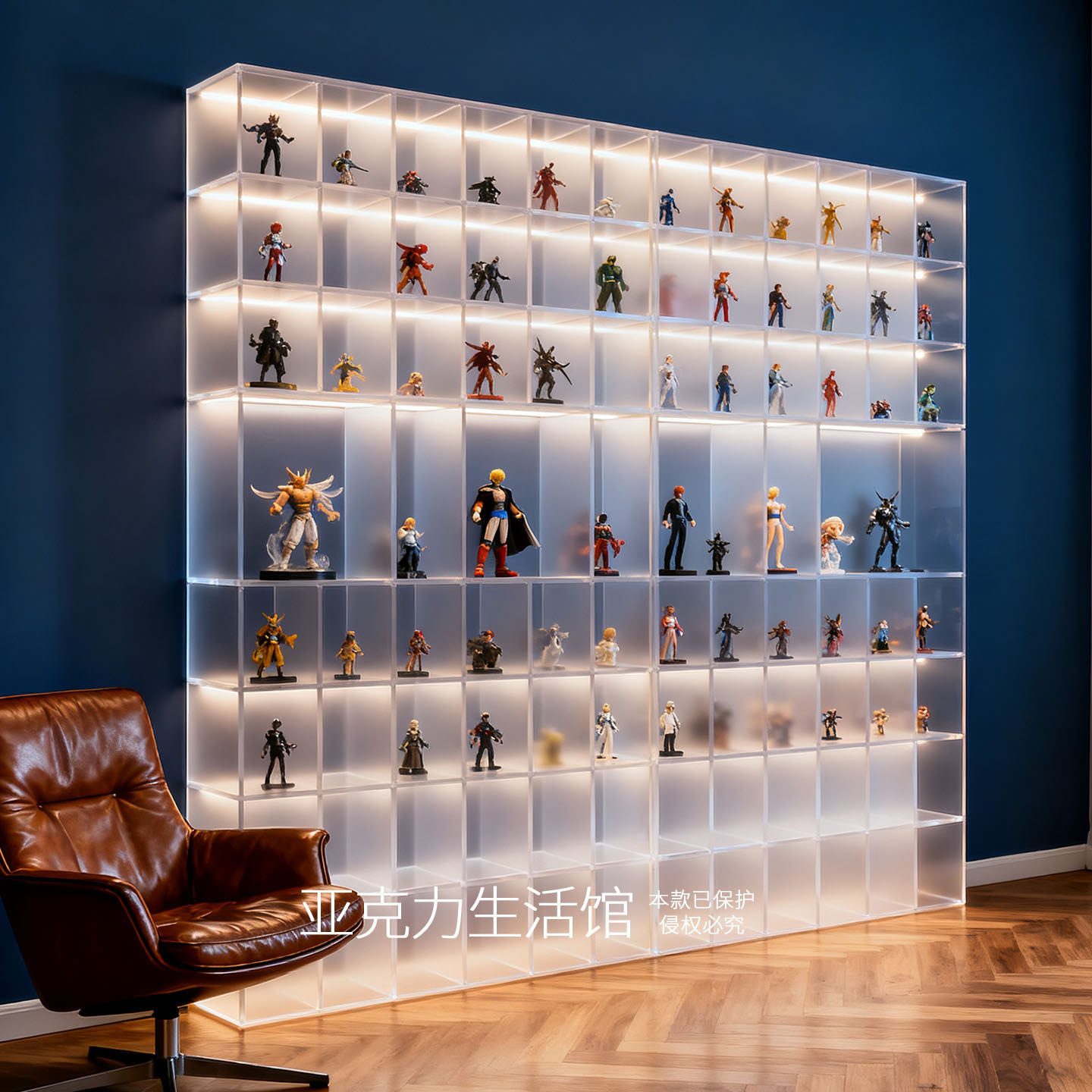 定制手办盲盒展示柜带灯