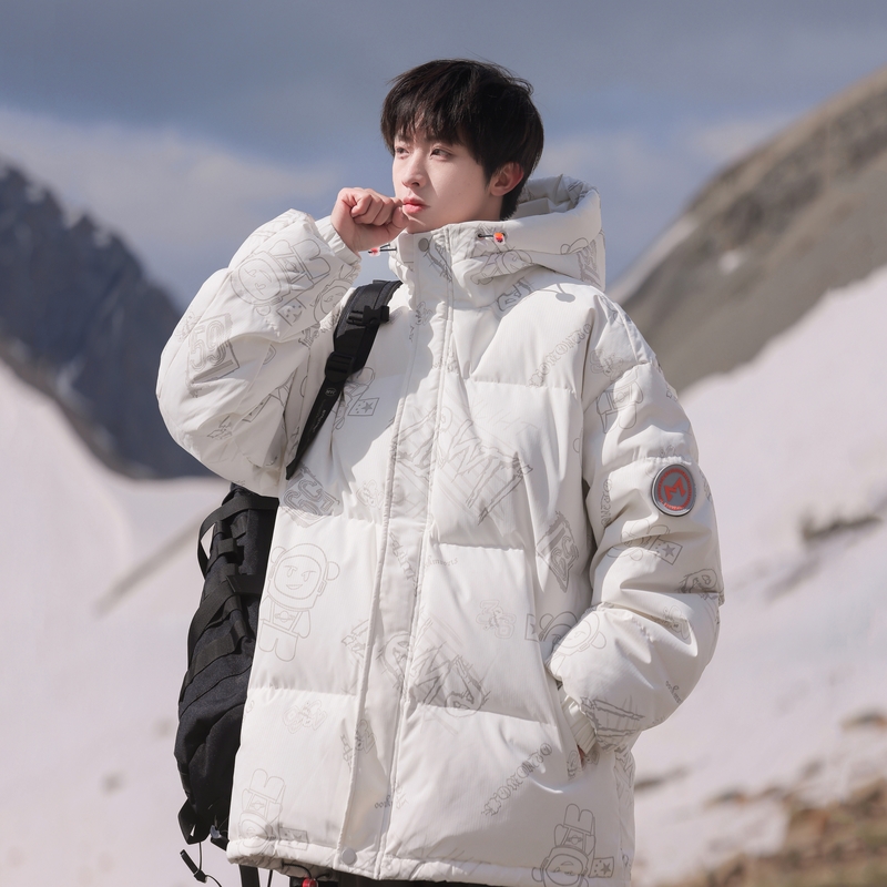 官网男士冬季短款连帽御寒羽绒服