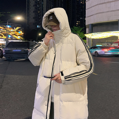 男士中长款羽绒服连帽外套男